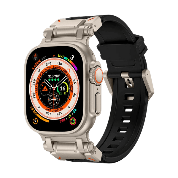 New Titanium Metal Head Silicone Apple Watch Band